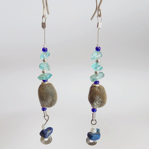 Boucle d'oreille Aigue Marine- Bijou-  - Argent- Baba Figue Créations - Artisanat - Martinique
