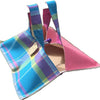 Porte tarte Madras Bleu-Rose - Baba Figue Créations - - Artisanat - Fait-main- Art de la Table - Martinique